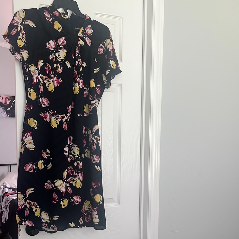 Banana Republic Black Dress with Floral Design